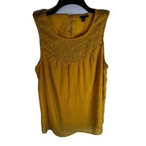 Torrid Yellow Sleeveless Cute Clip Polka Dot Chiffon Tank Top Size 00 (10‎ M/L)
